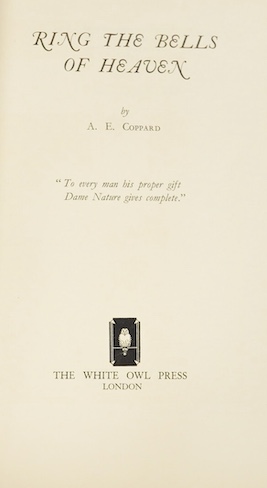 Coppard, A.E. - Cherry Ripe. With a bibliographical note by George Brandon Saul ... Limited Edition (of 300 copies). coloured pictorial title and text decorations (by Valenti Angelo); original cloth backed paper boards w